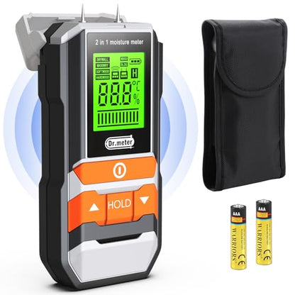 Dr.meter 2 in 1 Pin & Pinless Wood Moisture Meter for Wood Drywall