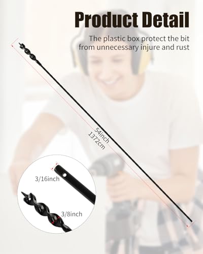 3/8" × 54" Flexible Installer Drill Bit for Wire Pulling - size: 54", style: 3/8"