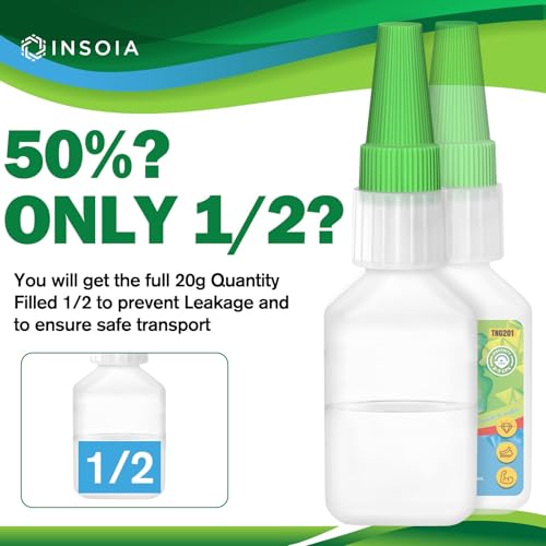 INSOIA Super Thin CA Glue, 20g, Strong Bond, with Precision Tips