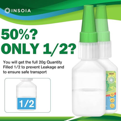 INSOIA Super Thin CA Glue, 20g, Strong Bond, with Precision Tips