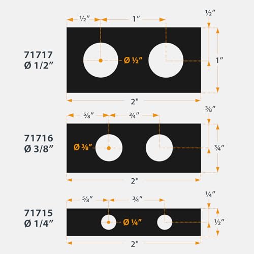 POWERTEC Complete Doweling Jig Kit w/ 1/2",3/8",1/4" Cobalt M-35 Drill Bits, Wood Dowel Jig Accessories with Depth Scale, Laser Cut Alignment Marker & Split Ring Stop Collar for Easy Alignment(71714V)