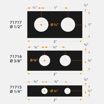 POWERTEC Complete Doweling Jig Kit w/ 1/2",3/8",1/4" Cobalt M-35 Drill Bits, Wood Dowel Jig Accessories with Depth Scale, Laser Cut Alignment Marker & Split Ring Stop Collar for Easy Alignment(71714V)