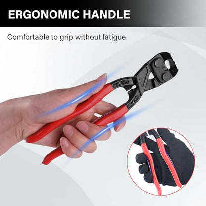 HAUTMEC 8 Inch Nail Puller Pliers Tool, High Leverage End Cutting Pliers, Nail Remover Tool with Anti-Slip Grip, CRV Steel End Cutting Nippers Tool for Pulling or Cutter Nails, Small Bolts and Wires - color: 8" End Cutting Pliers