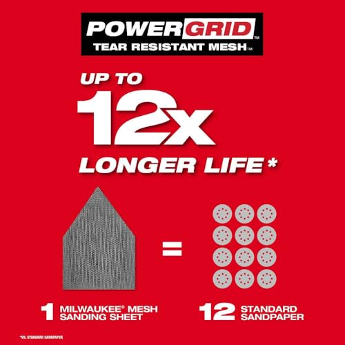 for Milwaukee 48-80-5405 80/120/180 Grit Sheets for M12 Orbital Sander - 12 PK