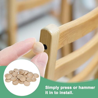 M METERXITY 25-Pack Wood Plugs for Screw Holes, 40 x 30mm Beech Button Wood Top Plugs for Furniture/Stair/Chair/Craft, Flat Head Decorative Wooden Cover - size: 40x30mm