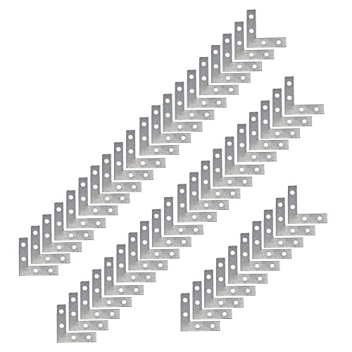 50Pcs Corner Brace 4 Holes Flat L Shape Repair Bracket 1.5"x1.5" - style: Silver