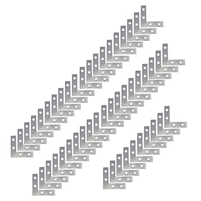 50Pcs Corner Brace 4 Holes Flat L Shape Repair Bracket 1.5"x1.5" - style: Silver