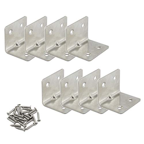 Heavy Duty Stainless Steel Corner Braces L Shape Brackets,ULIFESTAR 90 Degree Joint Right Angle Bracket Fastener for Wood Shelves Dressers Chairs with Screws 8 Pack 38 x 30mm/1.5 x 1.2'' - size: 4 Holes 38 x 30mm/1.5 x 1.2''