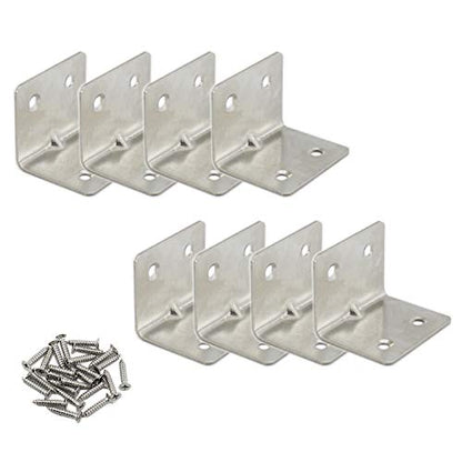 Heavy Duty Stainless Steel Corner Braces L Shape Brackets,ULIFESTAR 90 Degree Joint Right Angle Bracket Fastener for Wood Shelves Dressers Chairs with Screws 8 Pack 38 x 30mm/1.5 x 1.2'' - size: 4 Holes 38 x 30mm/1.5 x 1.2''