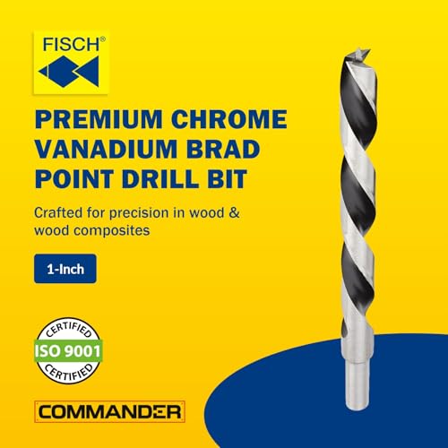 Chrome-Vanadium Brad Point - Ground Wood Drill Bit Woodworking - 1 Inch - size: 1 in
