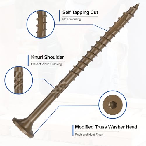 #10 x 4” Deck Screws, 108Pcs Star Drive Wood Screws - color: Brown, size: 4 Inch