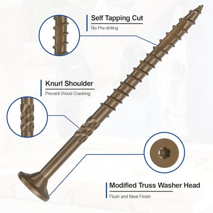 #10 x 4” Deck Screws, 108Pcs Star Drive Wood Screws - color: Brown, size: 4 Inch