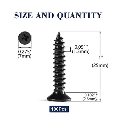 #6 x 1 Wood Screw 100Pcs 18-8 (304) Stainless Steel Screws Flat Head Phillips Fast Self Tapping Drywall Screws Black Oxide by SG TZH - size: #6 x 1"
