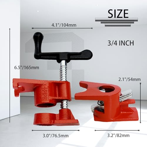 6-Pack 3/4" Wood Gluing Clamp, With Unique Foot Design, Fit for 3/4" Pipe