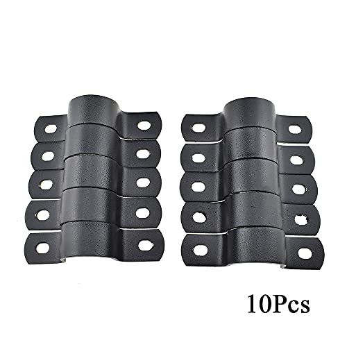 Hahiyo Two Holes Pipe Tube U Bracket Clamps 27MM Heavy Duty No Rust Shiny Strong Resist Wind No Sharp Rigid Strap Clip Conduit Ring Carbon Steel Material Black for Fixing Supporting Decorating 10pcs - size: 27 mm inside diameter
