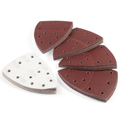 50 PCS Mouse Sander Sandpaper for Mouse Sander 11 Hole Detail Sandpaper Sanding Paper 120 Grit Hook and Loop Sander Pads Triangular Sanding Sheets Abrasive Sanding Paper - style: 11 hole 50PCS 120Grit