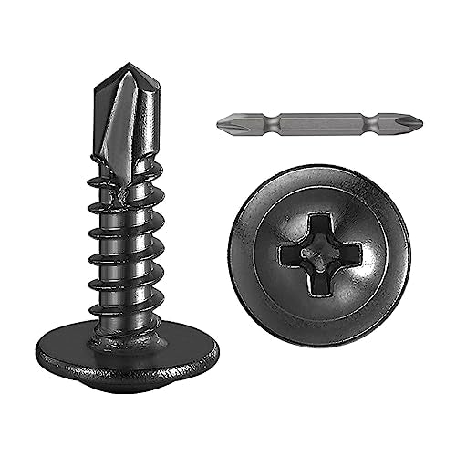 Wensilon (350Pcs)#8×5/8” for Sheet Metal Self-Tapping Screws 410 Black Stainless Steel Truss Head High-Strength Quick Tapping - color: Black, size: #8X5/8"