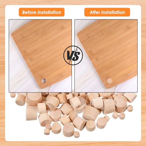 Tnisesm 200 Pieces 3/8 Inch Wood Plugs Wooden Hole Plugs Button Plugs Hardwood Hole Plugs for Holes in Locking Hole Tube Furniture - color: 200pcs-3/8" Cone-shaped