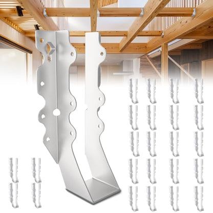 25 Pcs 2x8 Joist Hangers,18 Gauge Metal Face Mount Joist Hanger, Lu28 Joist Hangers Galvanized, Hurricane Ties for Rafter, Rafter Brackets 2x8 for Deck,Floor,Roof Overhang and Ceiling Joist - size: 25 Pcs 2x8 Joist Hanger, style: Silver