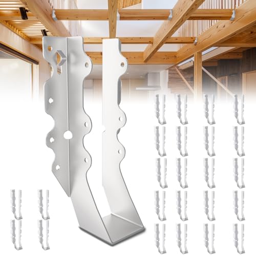 25 Pcs 2x8 Joist Hangers,18 Gauge Metal Face Mount Joist Hanger, Lu28 Joist Hangers Galvanized, Hurricane Ties for Rafter, Rafter Brackets 2x8 for Deck,Floor,Roof Overhang and Ceiling Joist - size: 25 Pcs 2x8 Joist Hanger, style: Silver