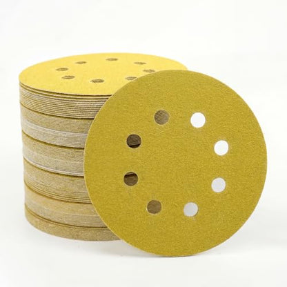 JUNE SUN 50Pcs 5 Inch 8-Hole 80 Grit Hook & Loop Sanding Discs - style: 80 Grit, 50Pcs