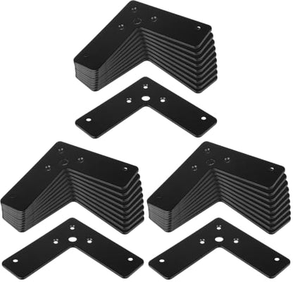 GBGS 10 Pcs 4"x 4" Flat Corner Brace,L Shaped Mending Plate, Black (Pack of 3) - size: 4"×4" (Pack of 3)