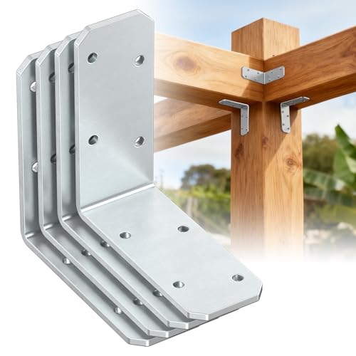 3"x3"x1.2" Steel L Bracket 3mm Thick Galvanized Angle Brackets 4Pc - color: Galvanized-4 Pcs