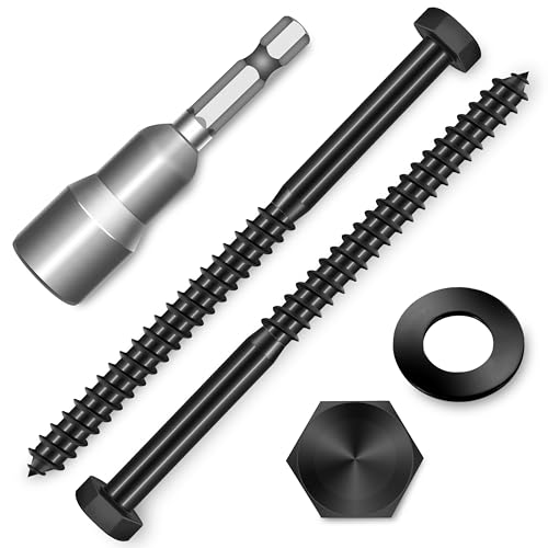 (4-Set) 1/2 x 6 Lag Screws, Stainless Steel Heavy Duty Hex Head Lag Bolts for Wood, Commercial/Industrial Grade 1/4 Bolts, Mounting Screws Bolts Kit, Black Oxided by Marysino - color: Black, size: 1/2 x 6"