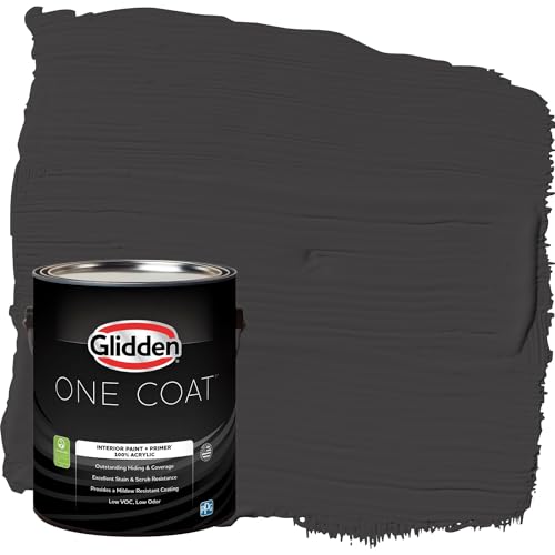 Glidden Interior Paint + Primer: Black/Black Magic, One Coat, Flat, 1-Gallon - color: Black Magic, size: 128 Fl Oz (Pack of 1)