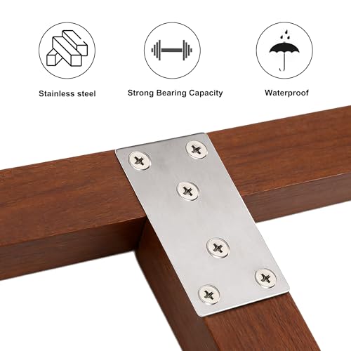 20Pack Stainless Steel Flat Bracket Mending Plate,Stainless Steel Mending Joining Plates，Heavy Duty Flat Bracket Metal Mending Plates for Wood, Shelves, Furniture, Cabinet ,3.15X1.57X0.08IN - size: 20Pack-3Inch