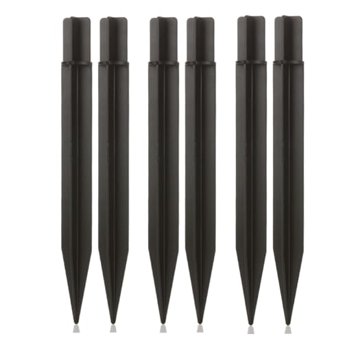 8.25" Reinforced ABS Plastic Solar Ground Spikes - Durable Solar Light Replacement Stakes for Garden, Pathway, Deck, Camping, Christmas Lights (Fits 0.83" Inside Diameter) (Black-6 Pack) - color: Black-6 PACK