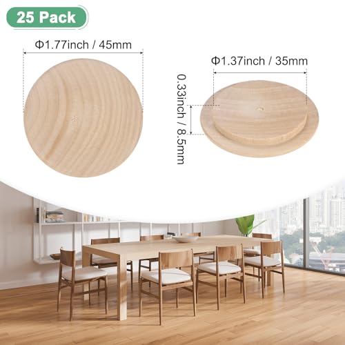 M METERXITY 25-Pack Wood Plugs for Screw Holes, 45 x 35mm Beech Button Wood Top Plugs for Furniture/Stair/Chair/Craft, Flat Head Decorative Wooden Cover - size: 45x35mm