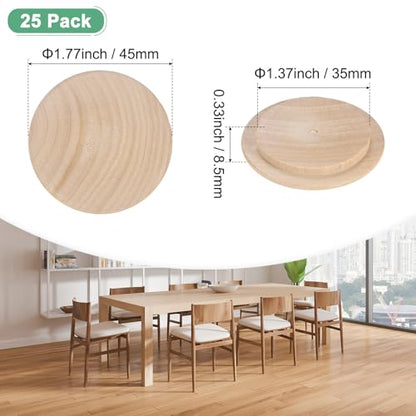 M METERXITY 25-Pack Wood Plugs for Screw Holes, 45 x 35mm Beech Button Wood Top Plugs for Furniture/Stair/Chair/Craft, Flat Head Decorative Wooden Cover - size: 45x35mm