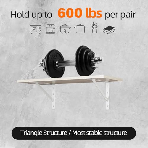 HOME MASTER HARDWARE Heavy Duty Shelf Brackets, 12x8 Inch, White 2 Pack - color: White, size: 12 inch x 8 inch-2pcs