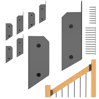 4 Pair 2" x 4" (1 ½" x 3 ½" Actual) Deck Railing 35° Stair Connectors Stainless Steel, for Fence Railings Handrail Installation Deck Railing Bracket - size: 2×4 Angle 35°