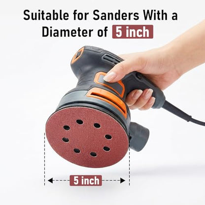170Pcs 5 Inch Sanding Discs Assorted Grits 40-600, FOKATY Round Hook and Loop Sandpaper Variety Pack for Random Orbital Sander, 8-Hole Dustless for Wood Metal Rust Removal Polishing - style: MIX Girt-170pcs