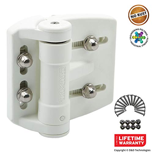 D&D TCAMA2WT TruClose Mult-Adjust Gate Hinge Square Gates 2" Gate Gap 2 pcs - color: White, size: For Square Posts, Gate Gap up to 2 in