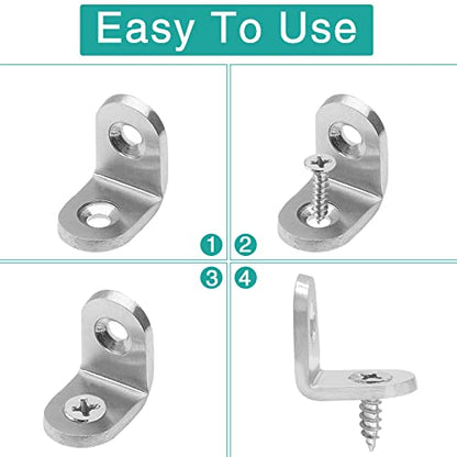 20 Pcs Stainless Steel Corner Brace, 40 x 40 mm L Bracket 90 Degree Right Angle Bracket Fastener Shelf Bracket, Brushed Finish, Thicken Corner Bracket - size: 40x40mm