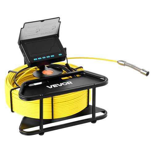 VEVOR Sewer Camera, 164 ft/50m, 4.3" Drain Inspection Camera, IP68 Waterproof Snake Plumbing Tool with Lights - 6 Adjustable LEDs, 4500mAh Battery & 16GB Card for Sewer Line Duct Pipes - size: 164ft/50m, style: 4.3'' Screen