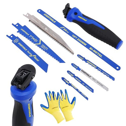 8-in-1 Multi-Blade Hand Saw, Small Hacksaw, Long Handsaws, Jab Saw, Mini Blade Quick-Change Mechanism for Cutting Drywall, Sheetrock, Wood, Metal, Plastic and Plywood.