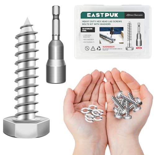 (20Sets) 1/4 20 Bolt, 1/4" x 1-1/4" Hex Head Lag Bolts, Heavy Duty Lag Screws with Washers, 304 Stainless Steel 18-8, 1/4 Bolt for Wood, Fully Threaded - size: 1/4" x 1-1/4"