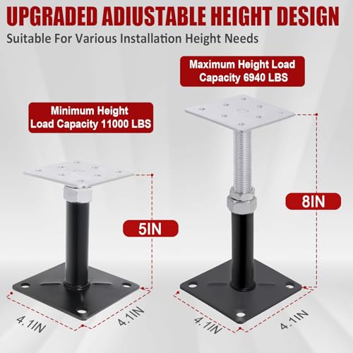 4 Pack 5-8 Inch Adjustable House Floor Jacks, Heavy Duty, 11,000 lb Each - size: 4P 5-8 inch