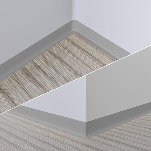 Duzzy Flexible Baseboard Molding Trim, 5 Inch(W) x 60 Feet(L) Peel and Stick Rubber Wall Trim Molding, Self-Adhesive Vinyl Wall Base Cove Base (Grey) - color: Gray, size: 5 Inch x 60 Feet