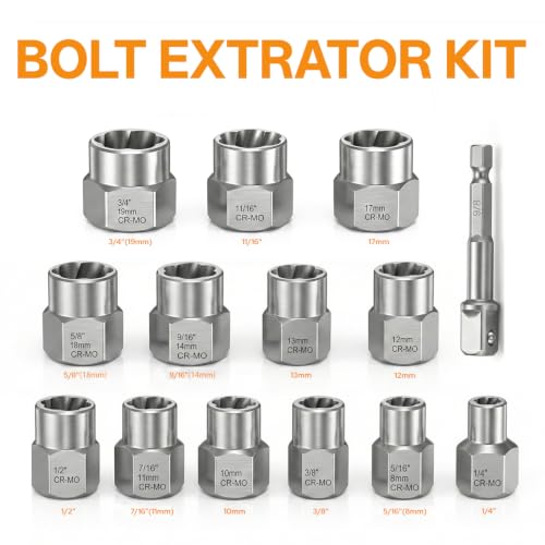 FYKIKTA14PCS Bolt Extractor Kit, 3/8" Drive Bolt & Nut Remover Set