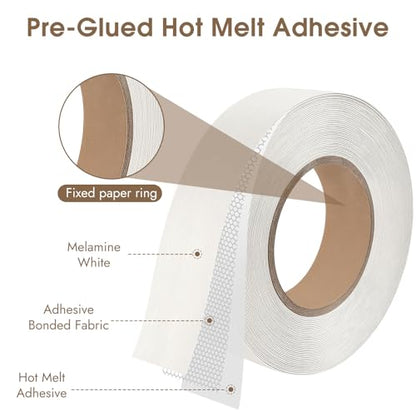 BEVTEE Melamine Edge Banding 1.5 in × 50 ft, Iron on Wood Veneer Roll - color: white, size: 1.5 inch x 50ft