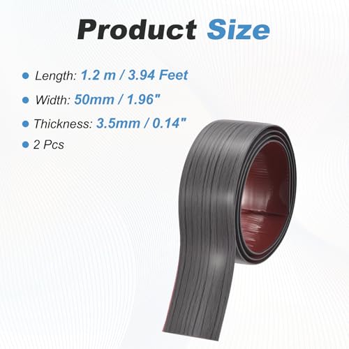 2Pcs Floor Transition Strip 3.94ft x 2" PVC Vinyl Tile Edge Trim - color: Dark Grey Grain