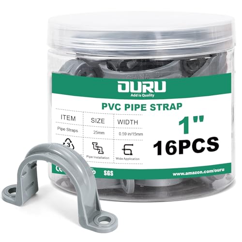 OURU 1 Inch PVC Pipe Straps, 2-Hole Plastic Conduit Clamp, 16PCS - size: 1"