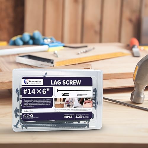 #14×6" Lag Screws 50PCS Heavy Duty Structural Exterior Wood Timber Screws - color: Black, size: #14 x 6"