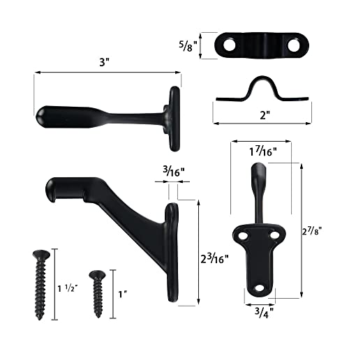 Triumph Hardware,3 Pack,3" Heavy Duty handrail Bracket Matte Black,Stair Railing Bracket DIY Easy Installation Hardware - color: Matte Black