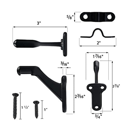 Triumph Hardware,3 Pack,3" Heavy Duty handrail Bracket Matte Black,Stair Railing Bracket DIY Easy Installation Hardware - color: Matte Black